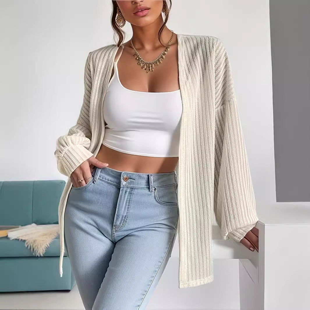 Cardigan Urbain & Chic™ – Gilet Tricot Femme Style Européen-Américain Automne