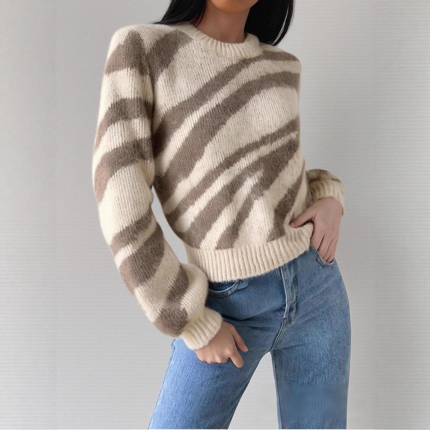 DIXLAINE - Pull Col Rond en Laine