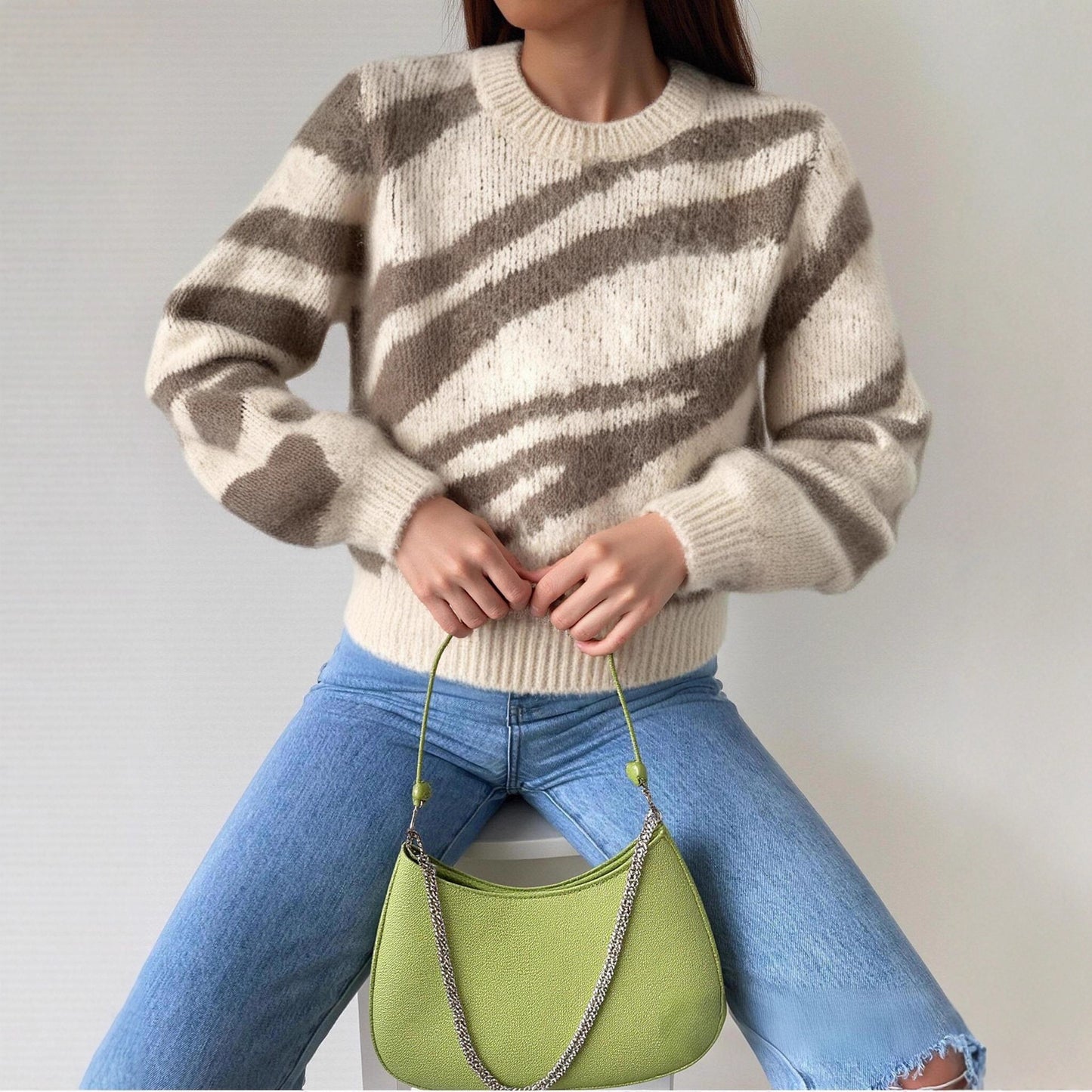 DIXLAINE - Pull Col Rond en Laine