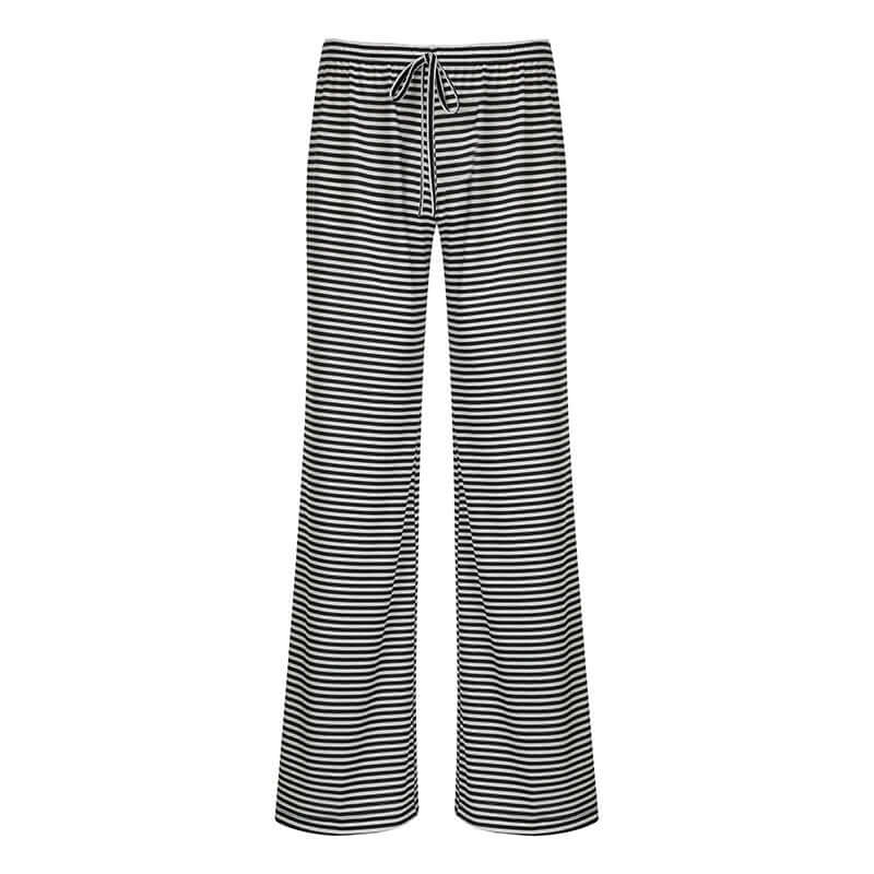 Zaraï™ – Pantalon Rayé à Lien Ajustable Noire