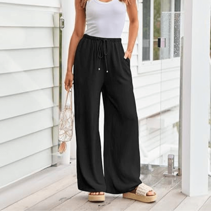 Liva™ – Pantalon Léger à Taille Élastique & Poches noir