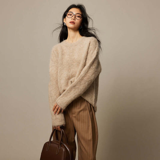 Vera™ – Maille Lâche Tricot Automne/Hiver Café fleurito